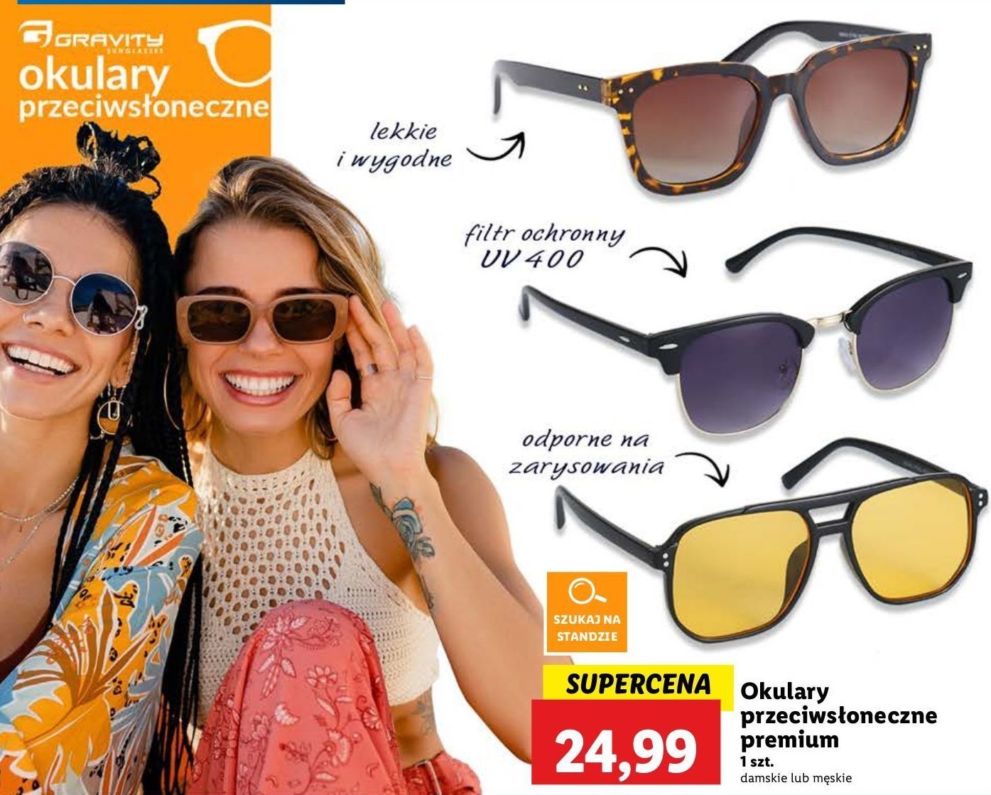 Okulary przeciwsłoneczne damskie GRAVITY promocja w Carrefour