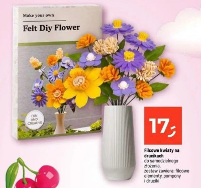 Zestaw DIY Filcowe kwiaty na drucikach do samodzielnego złożenia Felt Diy Flower promocja w Dealz