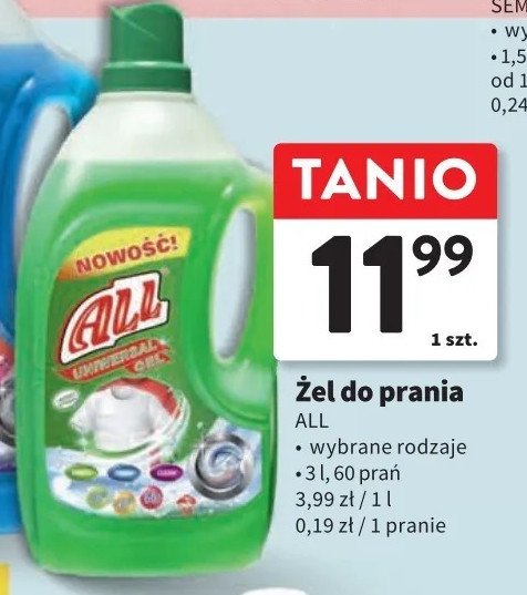 Żel do prania uniwersalny ALL promocja