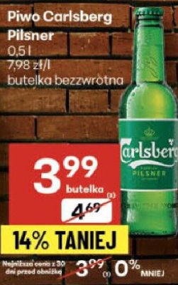Piwo Carlsberg Pilsner 0.5l promocja w Delikatesy Centrum