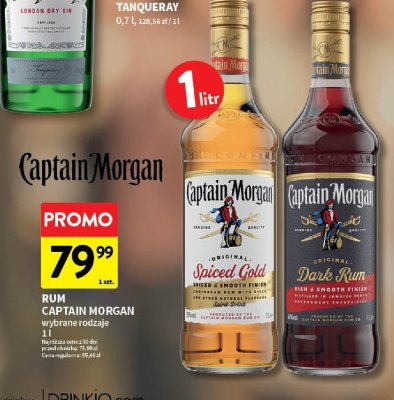 Rum CAPTAIN MORGAN Spiced Gold 1 l promocja w Intermarche