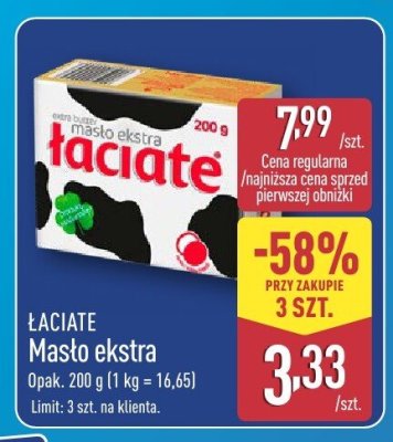 Masło ekstra ŁACIATE promocja w Aldi