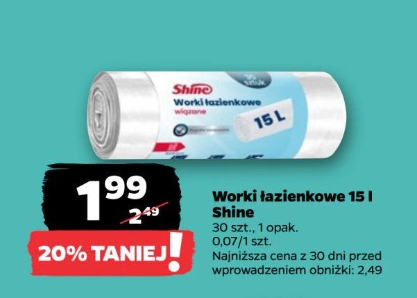 Worki na śmieci wiązane 15 l Shine classic promocja