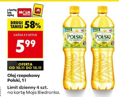 Olej rzepakowy Polski, 1 l promocja w Biedronka