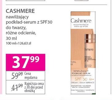 Podkład-serum nawilżający spf30 Cashmere promocja