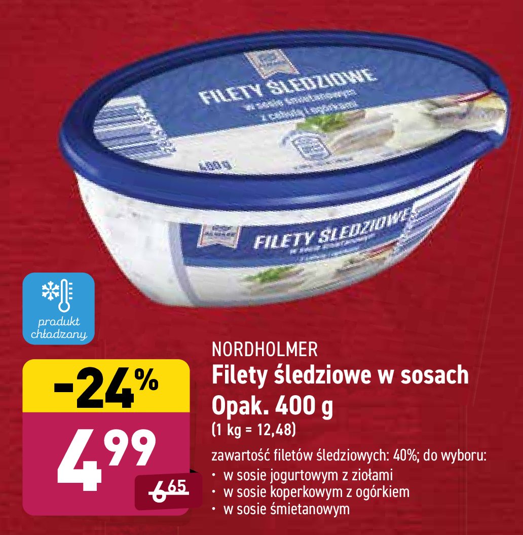 Filety śledziowe w sosie koperkowym z ogórkiem Nordholmer promocja