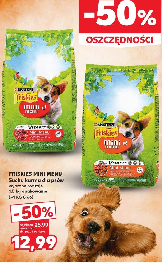Karma dla psa wołowina Friskies mini menu Purina friskies promocja