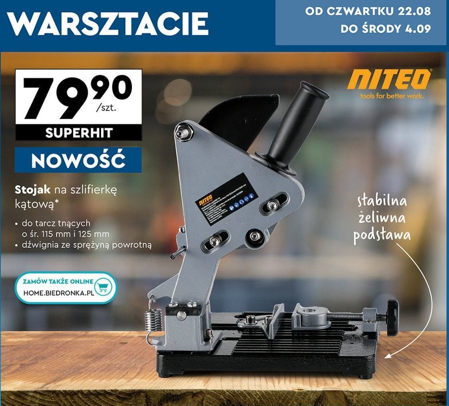 Stojak na szlifierkę kątową Niteo tools promocja