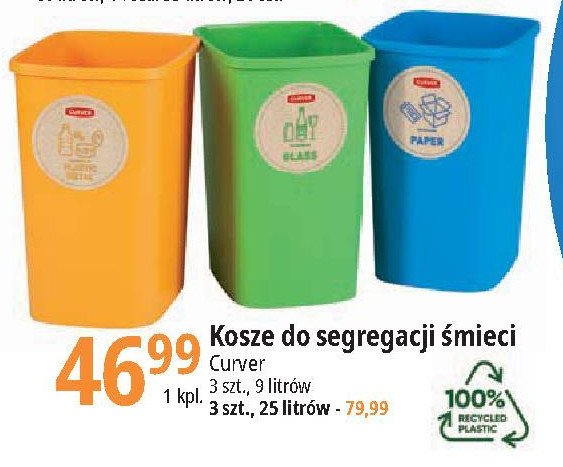 Kosze do segregacji 25 l Curver promocja