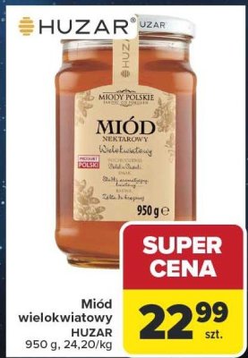 Miód wielokwiatowy HUZAR 950 g promocja w Carrefour