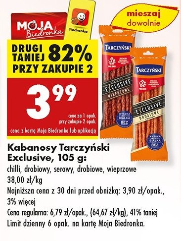 Kabanosy serowe Tarczyński exclusive promocja w Biedronka