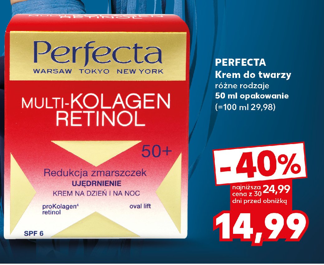 Krem do twarzy 50+ Perfecta multi kolagen retinol promocja w Kaufland