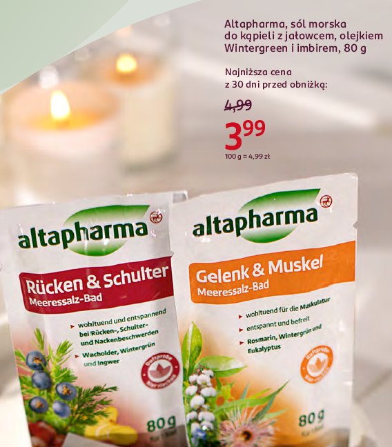 Sól do kąpieli z imbirem Altapharma promocja w Rossmann