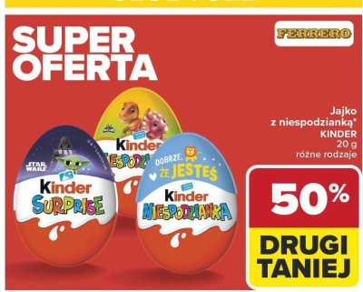 Jajko niespodzianka Kinder 20 g, różne rodzaje promocja