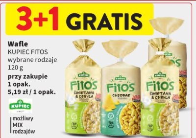 Wafle KUPIEC FITOS wybrane rodzaje 120g promocja w Intermarche