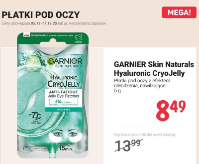 Płatki pod oczy z efektem chłodzenia, nawilżające Skin Naturals Hyaluronic CryoJelly  promocja w Rossmann