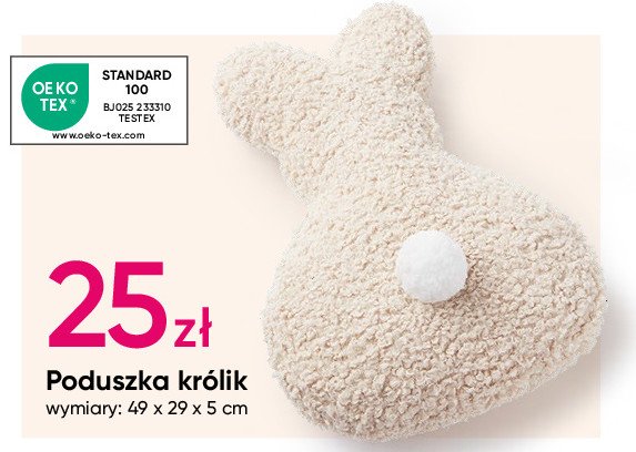 Poduszka królik 49 x 29 x 5 cm promocja w Pepco