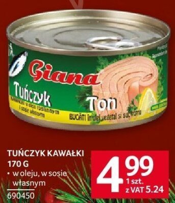 Tuńczyk kawałki Giana 170 g promocja w Selgros