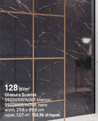 Płytki Glazura Scarlet nero 29.8x89.8 cm promocja w Castorama