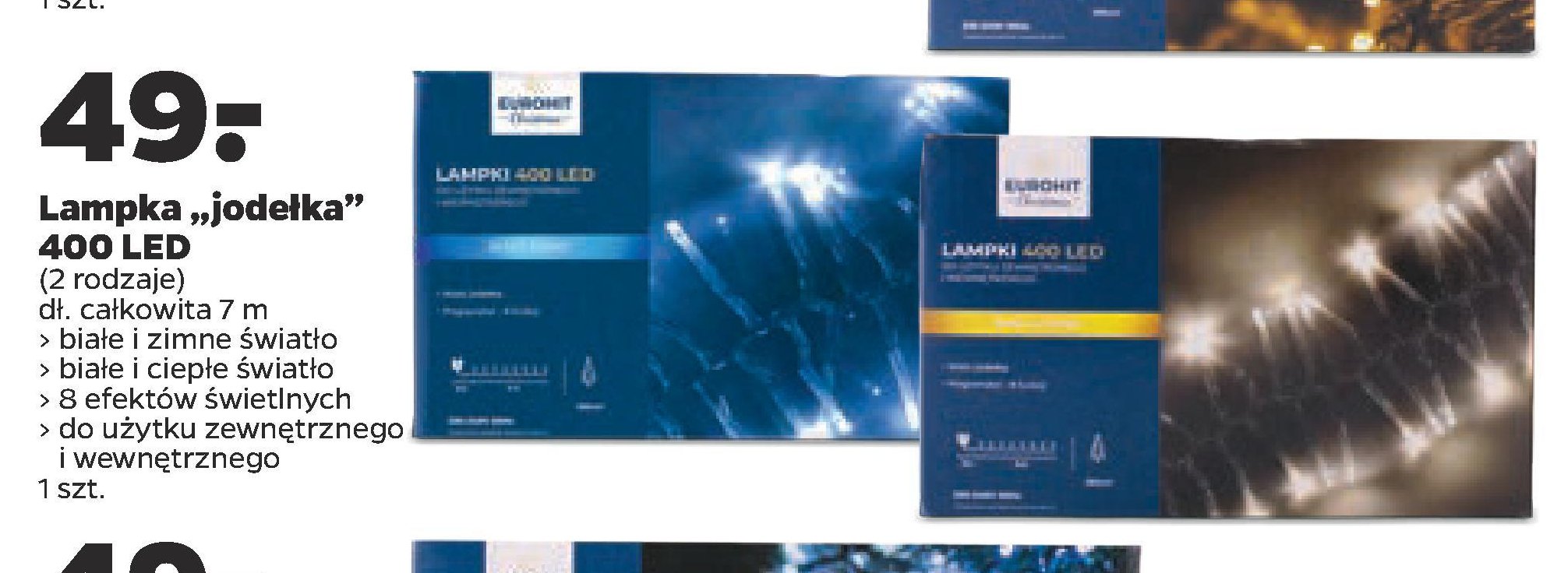 Lampki jodełka 400 led białe i ciepłe światło Eurohit promocja