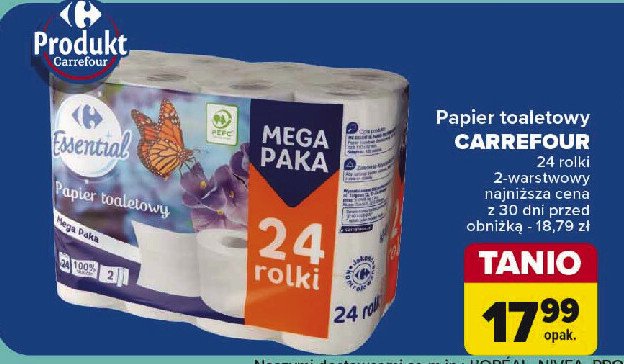 Papier toaletowy Carrefour essential promocja