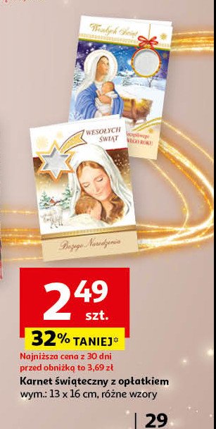 Karnet świąteczny z opłatkiem promocja w Auchan