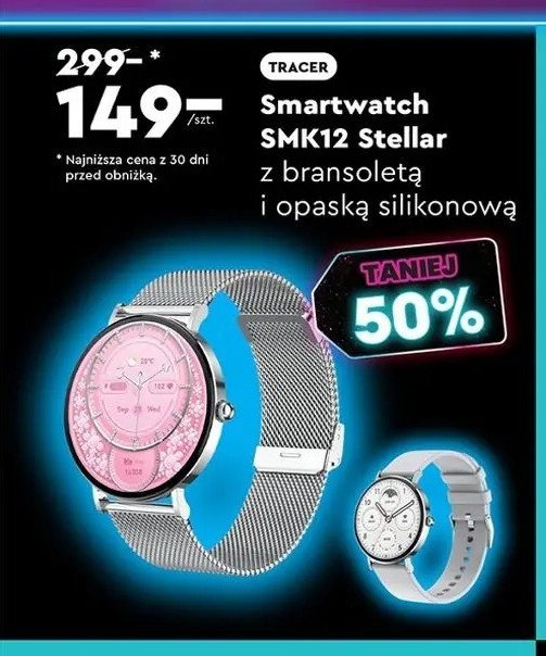 Smartwatch smk12 stellar Tracer promocja w Biedronka