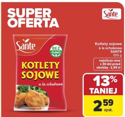 Kotlety sojowe a la schabowe SANTE 100g promocja w Carrefour Market