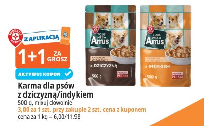 Karma dla psów z indykiem Tous Mes Amis promocja w Leclerc