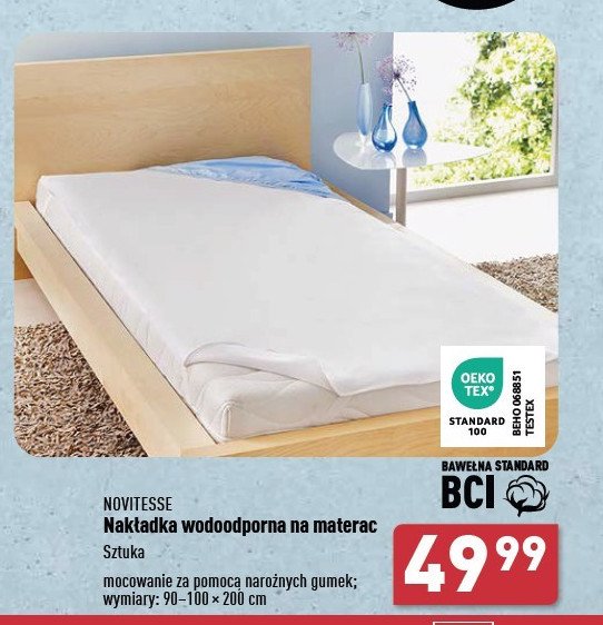 Nakładka wodoodporna na materac 90-100 x 200 cm Novitesse promocja