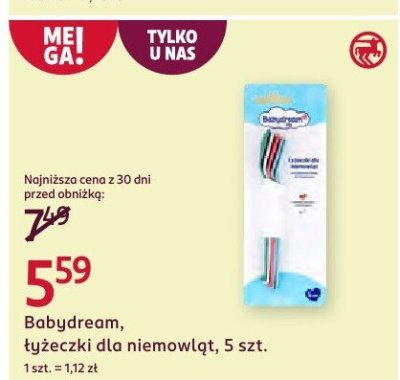 Łyżeczki Babydream, dla niemowląt, 5 szt. promocja w Rossmann