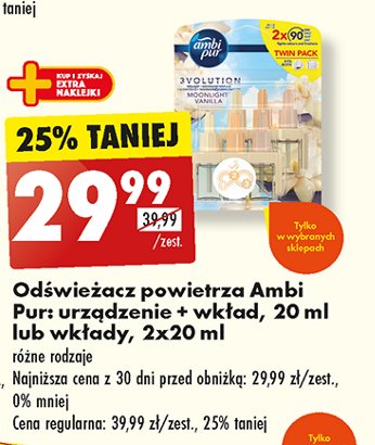 Wkłady zapachowe moonlight vanilla Ambi pur 3volution promocja