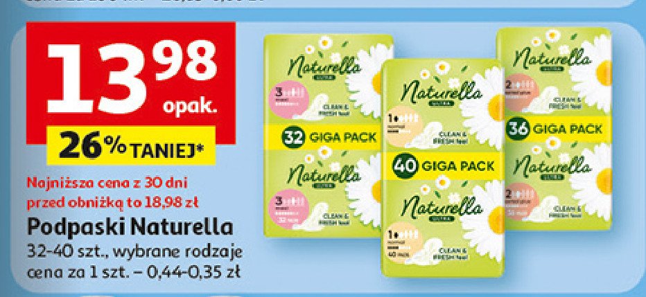 Podpaski maxi Naturella ultra promocja w Auchan