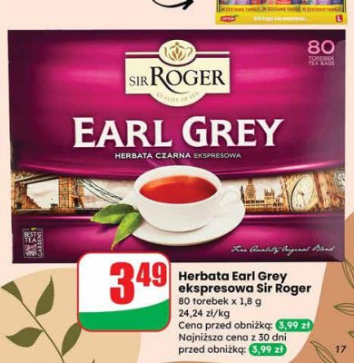 Herbata Earl Grey ekspresowa Sir Roger promocja w Dino