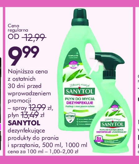 Płyn uniwersalny eukaliptusowy Sanytol promocja w Super-Pharm