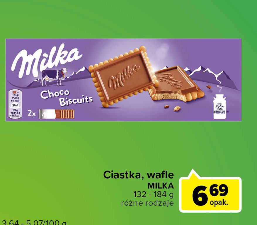 Herbatniki czekoladowe Milka choco & biscuit promocja