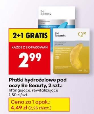 Płatki hydrożelowe pod oczy Be Beauty, 2 szt. liftingujące promocja w Biedronka