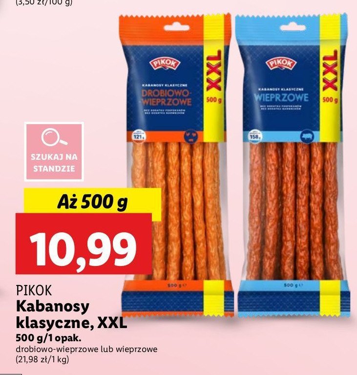 Kabanosy drobiowo-wieprzowe xxl Pikok promocja