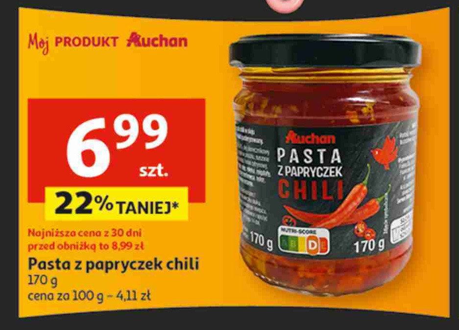 Pasta z papryczek chili Auchan różnorodne (logo czerwone) promocja