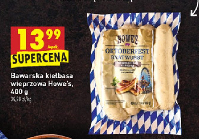 Kiełbaski bawarskie wieprzowe Howe's promocja