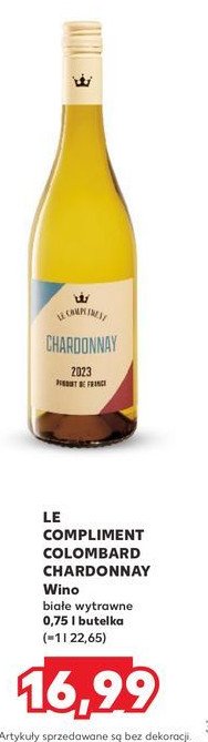Wino Le compliment colombard chardonnay promocja w Kaufland