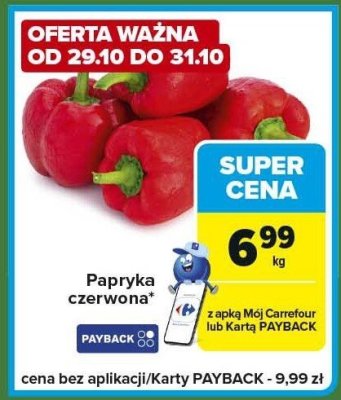 Papryka czerwona nadziewana hummusem Helcom promocja w Carrefour Express