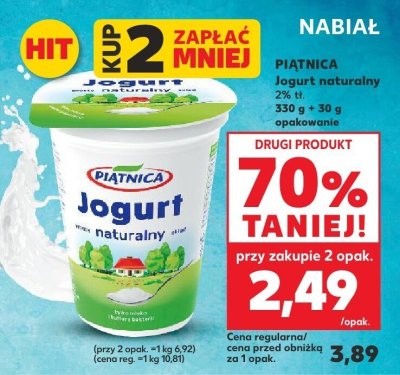 Jogurt naturalny 2% tł. promocja w Kaufland