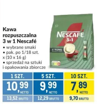 Kawa rozpuszczalna 3 w 1 Nescafé wybrane smaki promocja w Makro