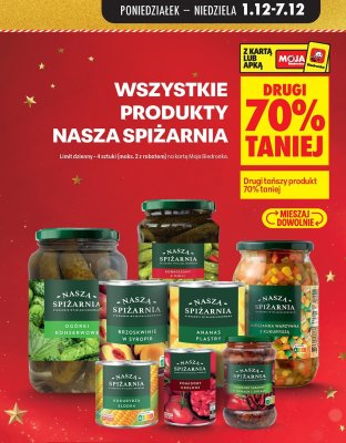 Wszystkie produkty Nasza Spiżarnia, drugi -70% promocja w Biedronka