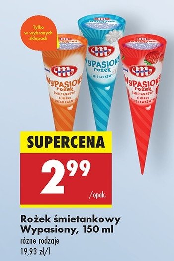Rożek śmietankowy o smaku truskawkowym Mlekovita wypasione promocja w Biedronka