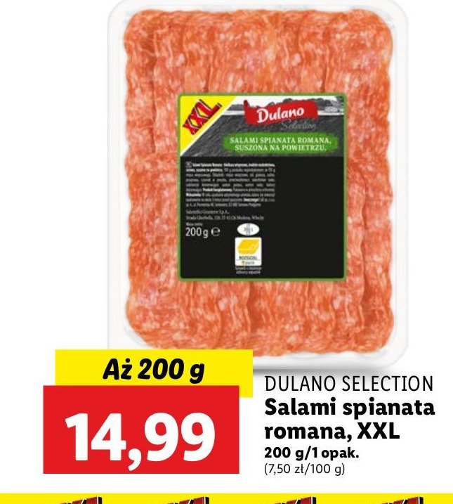 Salami spinata romana Dulano selection promocja w Lidl