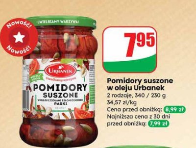 Pomidory suszone w oleju Urbanek 2 rodzaje promocja w Dino