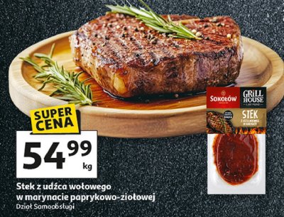 Stek z udźca wołowego w marynacie paprykowo-ziołowej Sokołów grill house promocja