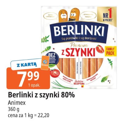 Berlinki z szynki 80% Animex promocja w Leclerc